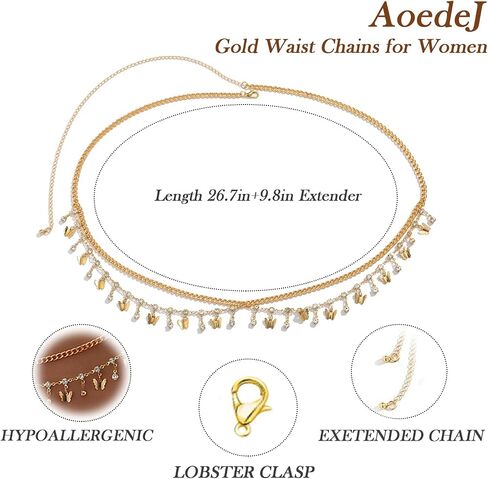 AOEDEJ Adjustable Gold Waist Chain for Women Summer Dainty Layered Belly Chains Satellite Beads Pearl Design for Beach, Wedding, Party in Saudi Arabia
