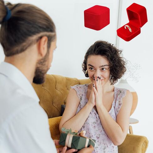 صندوق خاتم مخملي أسود، صندوق هدايا مجوهرات للاقتراحات والخطوبة والزفاف - سهل الحمل ويناسب جيبك (أسود، S) in Saudi Arabia