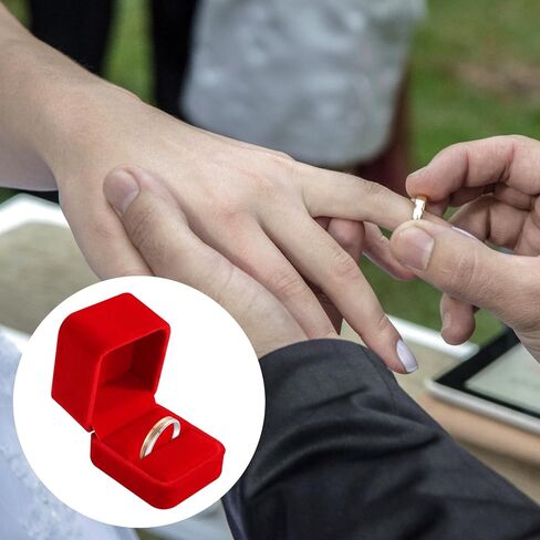 صندوق خاتم مخملي أسود، صندوق هدايا مجوهرات للاقتراحات والخطوبة والزفاف - سهل الحمل ويناسب جيبك (أسود، S) in Saudi Arabia
