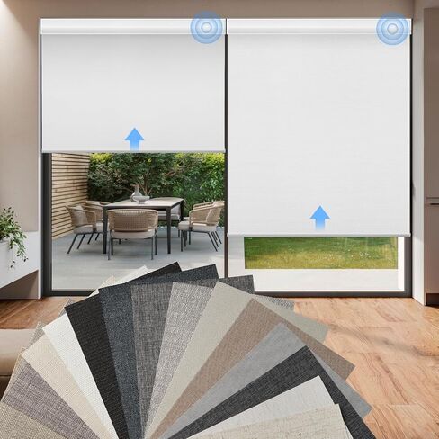 ظل الستائر الآلية المليئة بظلالها مع عن بُعد: Canisteo Automatic Smart Blenout 100 ٪ تعتيم ، الستائر الكهربائية المتوافقة مع Alexa/Google Home/Apple HomeKit ، حجم مخصص ، عينة النسيج ، متعدد الألوان in Kuwait