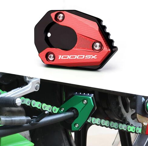 Motocycle Kickstand Pad متوافق مع Ninja 1000SX 2020 2021 2022 2023 2024+ CNC Foot Side Stand Enlarge Extension Pad Ninja 1000 SX Accessories (Green) in Saudi Arabia