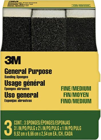 إسفنجة 3M 908NA-3P-CC، صنفرة، رفيعة/متوسطة، 3.75 2.625 بوصة × 1 بوصة، 3 عبوات-908NA-3P-CC، أسود/أبيض، 3 قطع in Saudi Arabia