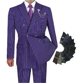 Sharp Luxurious 2pc Men's Double Breasted Pinstripe Suit w/1 Pair of Socks in Saudi Arabia