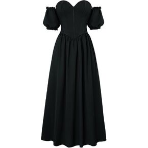 Scarlet Darkness Women Off Shoulder Corset Dress Sweetheart Fishboned Puff Sleeve Renaissance Dress in Saudi Arabia