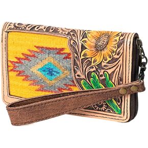 American Darling Organizer Hand Tooled Saddle Blanket Fabric Genuine Leather Western Women Bag Handbag Purse | for in Kuwait