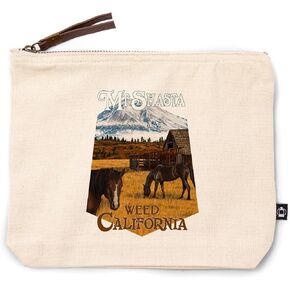 Lantern Press Mt. Shasta, Weed, California, Horses and Mountain, 100% Cotton Zipper Pouch, Travel Accessory, Go Bag in Saudi Arabia