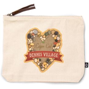 Lantern Press Cape Cod ، Massachusetts ، Dennis Village ، Stone Heart on Sand ، حقيبة سحاب من القطن 100 ٪ ، ملحق السفر ، GO BAS in Kuwait