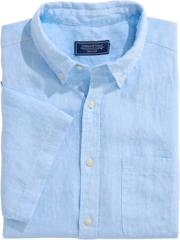 vineyard vines Men's Surfside Solid Linen Short Sleeve Shirt in Saudi Arabia