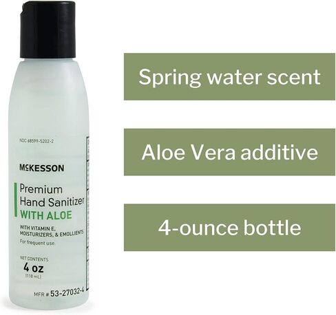 McKesson Hand Sanitizer with Aloe, 8 oz Pump Bottle [Pack of 1] – 70% Ethyl Alcohol, Spring Water Scent, No-Rinse Sanitizing Gel with Vitamin E and Moisturizers, Medical-Grade in Saudi Arabia