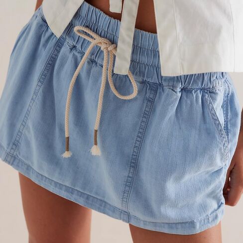 UTCOCO WOMENS 2025 Summer Denim Ckerts Shorts Y2K DRAPHERTRING LOW CONSIT SHORTS مع جيوب in Saudi Arabia