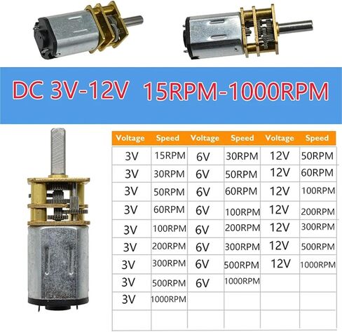 1pc DC3V/6V/12V Mini Micro N20 Speed Reduction Metal Gear Motor DIY Robot Car Electric Lock 15/30/50/60/100/200/300/500/1000RPM(1000,3V) in Saudi Arabia