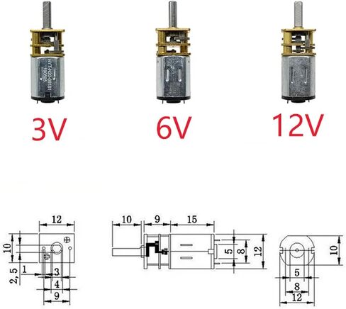 1pc DC3V/6V/12V Mini Micro N20 Speed Reduction Metal Gear Motor DIY Robot Car Electric Lock 15/30/50/60/100/200/300/500/1000RPM(1000,3V) in Saudi Arabia