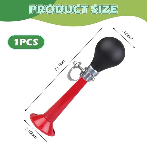 Bike Air Horn, Manual Loud Volume Retro Clown Bugle with Squeeze Ball, Metal Waterproof and Rustproof Handlebar Bell with Fixed Clamp, Universal for Most Bicycles Mountain Bikes (Red) in Saudi Arabia