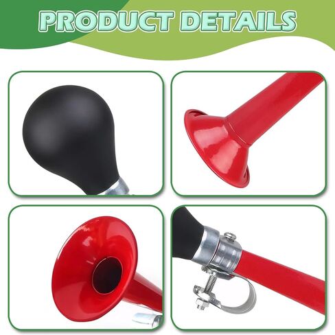 Bike Air Horn, Manual Loud Volume Retro Clown Bugle with Squeeze Ball, Metal Waterproof and Rustproof Handlebar Bell with Fixed Clamp, Universal for Most Bicycles Mountain Bikes (Red) in Saudi Arabia