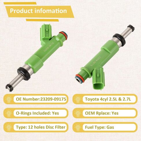 23209-09175 Performance 2.5L Fuel Injectors,Compatible with/Toyota Camry 2010-2017,Compatible with/Scion 2.5 tC 2011 2012 2013 2014 2015 2016 |12 Holes| |Set of 4| in Saudi Arabia