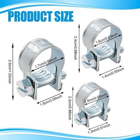 30pcs 1/4 "5/16" 3/8 "مشابك خرطوم خط الغاز في حقن الوقود ، مجموعة مخطط الخرطوم ، مشبك أنبوب قابلة للتعديل من خرطوم الخراطي in Saudi Arabia