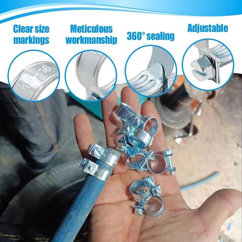 30pcs 1/4 "5/16" 3/8 "مشابك خرطوم خط الغاز في حقن الوقود ، مجموعة مخطط الخرطوم ، مشبك أنبوب قابلة للتعديل من خرطوم الخراطي in Saudi Arabia