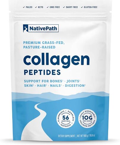 NativePath Collagen Peptides Protein - Hydrolyzed Type 1 & 3 Collagen Powder for Skin, Hair, Nails - 19.8 oz (56 Servings) in Kuwait