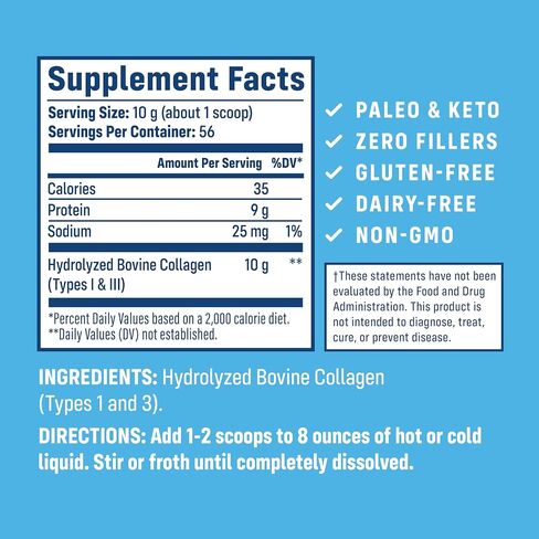 NativePath Collagen Peptides Protein - Hydrolyzed Type 1 & 3 Collagen Powder for Skin, Hair, Nails - 19.8 oz (56 Servings) in Kuwait