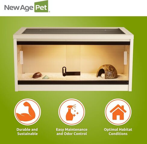 New Age Pet ECOFLEX Mojave Reptile Lounge 60" Moisture Resistant, Vented with Removable Sliding Glass Doors, Large Mesh Screen for UV/Heat Lamps, Easy to Clean and 10 Year Warranty in Saudi Arabia