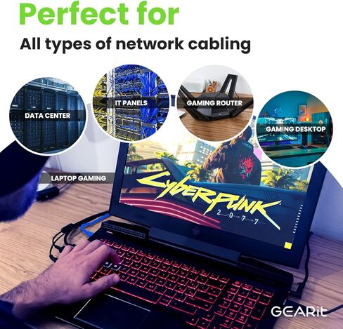 GearIT 5 Pack، كابل Cat 6 Ethernet Cat6 Snagless Patch 25 قدم - سلك شبكة LAN للكمبيوتر، أزرق - متوافق مع 5 منافذ Switch POE 5port Gigabit in Saudi Arabia