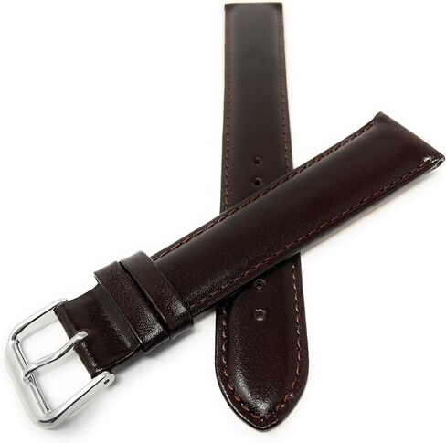 Bandini Womens Leather Watch Band Strap - Semi-Glossy - Padded - Stitching - 3 Colors - 12mm, 14mm, 16mm, 18mm, 20mm (Extra Long XL, Short and XXL Available) in Kuwait