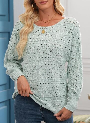 تقييم قارب الكروشيه للسيدات الزوارق طويلة الأكمام السائبة سبيكة السوائل الشتوية الخريف للنساء الموضة 2025 in Kuwait
