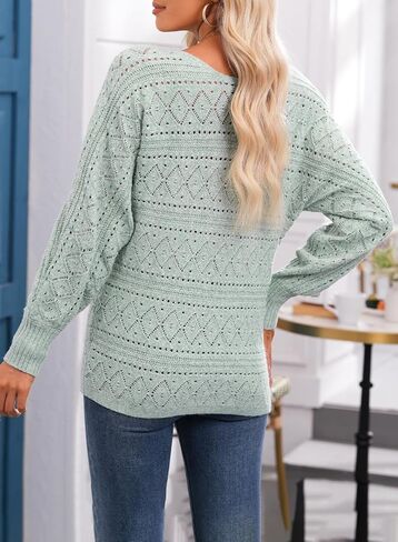 تقييم قارب الكروشيه للسيدات الزوارق طويلة الأكمام السائبة سبيكة السوائل الشتوية الخريف للنساء الموضة 2025 in Kuwait