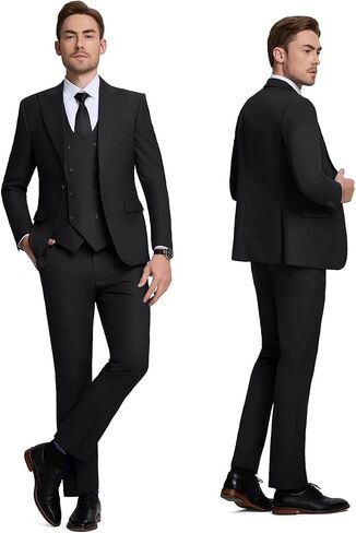Mens Suit Slim Fit 3 Piece Double Breasted Vest Suit Blazer Vest and Pants in Kuwait
