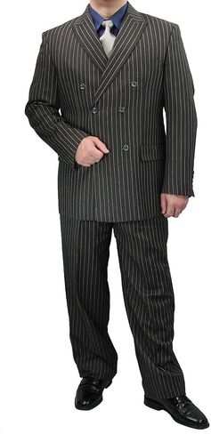 حادة فاخرة 2pc الرجال المزدوج الصدر بدلة pinstripe ث/1 زوج من الجوارب in Kuwait