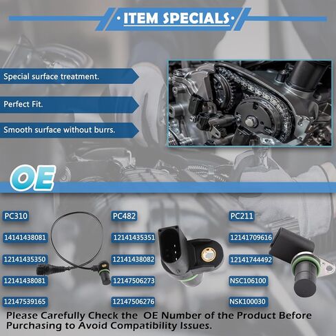 3Pcs Engine Car Cam/Crankshaft Position Sensor Intake Compatible with Bmw 320I 323CI 323I 323IS 323TI 325CI 325I 325XI 328CI 328I 330CI 330I 330XI 525I 528I 530I X3 X5 Z3 Z4 OE # ‎PC211 PC310 PC482 in Saudi Arabia