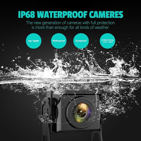 10,36-Inch 6 Split Touchable 128GB Large Audio Screen 1080P Backup Camera Monitor & Built-in DVR Video Recorder for RV Truck Trailer Rear Side Front Reversing View Wired System Image Waterproof in Saudi Arabia