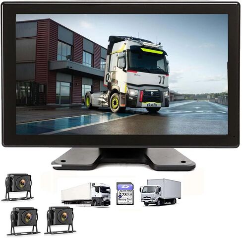 10,36-Inch 6 Split Touchable 128GB Large Audio Screen 1080P Backup Camera Monitor & Built-in DVR Video Recorder for RV Truck Trailer Rear Side Front Reversing View Wired System Image Waterproof in Saudi Arabia