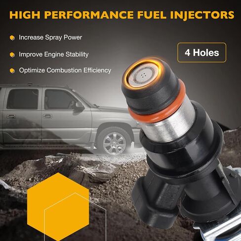 4.8 5.3 6.0 Fuel Injector 4 Holes 8Pcs, Compatible with 1999-2006 Chevrolet Silverado Suburban Tahoe Cadillac Escalade GMC Sierra Yukon Isuzu Hummer Buick, Replaces# 17113553 25323974 in Saudi Arabia