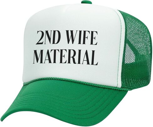 TeesAndTankYou Second Wife Material Foam Trucker Cap Adjustable Mesh Back Hat in Kuwait