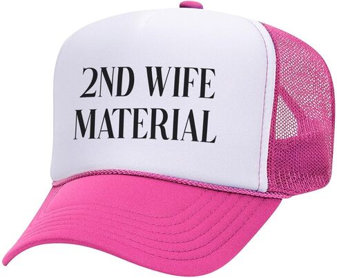 TeesAndTankYou Second Wife Material Foam Trucker Cap Adjustable Mesh Back Hat in Kuwait