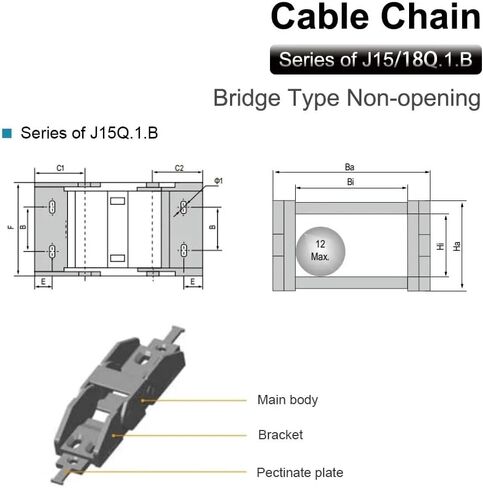 Transmission Cable Chain 15x20 15x30 18x25 18x37 Bridge Type Non-Opening Plastic(100mm,15x30 mm) in Saudi Arabia