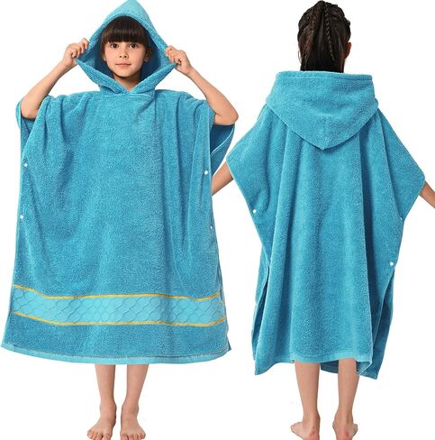 مناشف Voova & Movas Poncho للأطفال الكبار (8-14 عامًا) ، قطن 100 ٪ | سميكة 500gsm | ماص | كبير | أردية الاستحمام للأولاد | الفتيات | المراهقون ، مثالي للسباحة | الحمام | تجمع | الهدايا ، رمادي فاتح in Kuwait