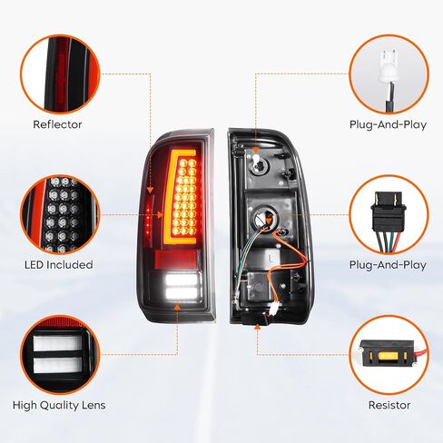 LED LED LED FORD F250 F350 F450 F550 Super Duty 2008-2016 ، فقط طراز سرير Fleetside المناسب ، مجموعة خلفية خلفية ، عدسة Clear Clear Clear Chrome in Kuwait