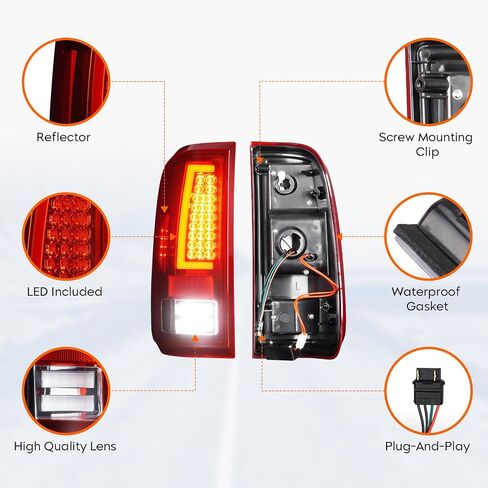 LED Tail Lights for Ford F250 F350 F450 F550 Super Duty 2008-2016,only fit Fleetside Bed Model, Rear Taillight Assembly, Chrome Housing Clear Lens in Saudi Arabia