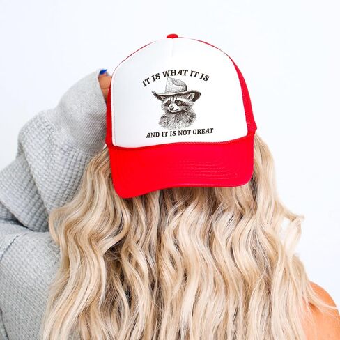 هذا هو ما هو سائق الشاحنة قبعة الراكون الرسم الكبار الرغوة الأمامية الكلاسيكية 5 لوحة الشبكة Snapback in Kuwait