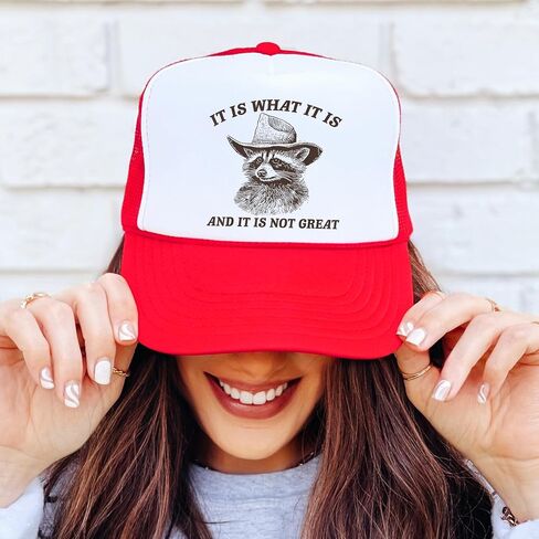 هذا هو ما هو سائق الشاحنة قبعة الراكون الرسم الكبار الرغوة الأمامية الكلاسيكية 5 لوحة الشبكة Snapback in Kuwait
