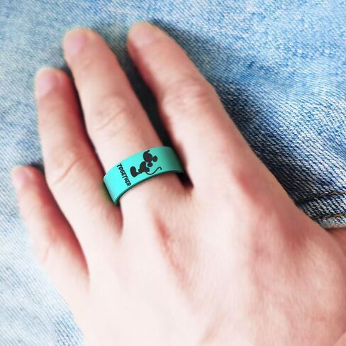 XAHH Silicone Couple Ring,Forever Together Promise Engagement Wedding Band,Mickey Minnie Mouse Kissing Design Lovers Ring in Kuwait