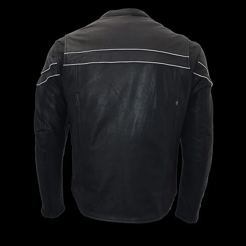 Milwaukee Leather Men's Black Cowhide Quilted Pattern Scooter Style Racing Jacket MLM1545 in Saudi Arabia