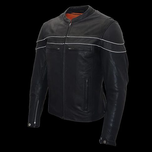 Milwaukee Leather Men's Black Cowhide Quilted Pattern Scooter Style Racing Jacket MLM1545 in Saudi Arabia