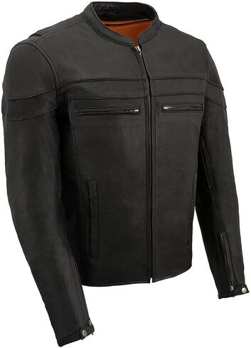 Milwaukee Leather Men's Black Cowhide Quilted Pattern Scooter Style Racing Jacket MLM1545 in Saudi Arabia