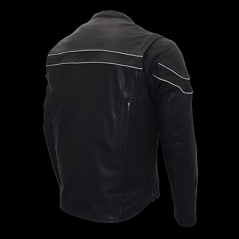 Milwaukee Leather Men's Black Cowhide Quilted Pattern Scooter Style Racing Jacket MLM1545 in Saudi Arabia