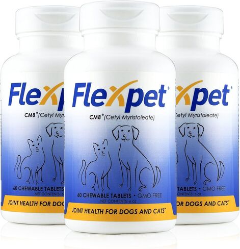 with CM8 Chewable Tablets for Joint Pain Relief in Dogs; Hip & Joint Pain Supplement Containing Cetyl Myristoleate (CM8) & Glucosamine: Single Bottle - 60 Chewable Tablets in Saudi Arabia