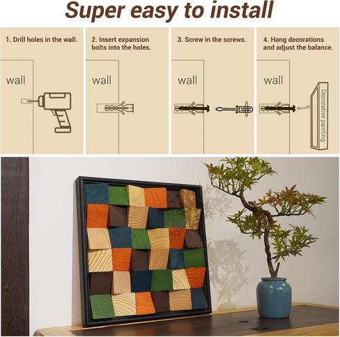 DQQWood 3D Handmade Artistic nature colored Iychee wood moasic Decorative painting. Housewarming gift decorative painting.Home Decor, Living Room Wall Painting.12.99" x 12.99" in Saudi Arabia
