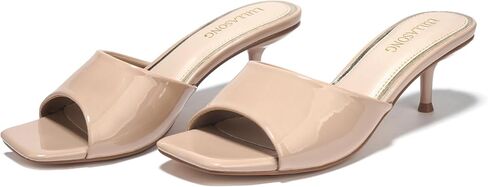 LULLASONG Women's Kitten Heels Sandals Low Heels Slip On Slides 2 Inch Heeled Square Open Toe Sandals for Women in Saudi Arabia